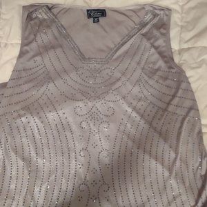 Tan with silver beading